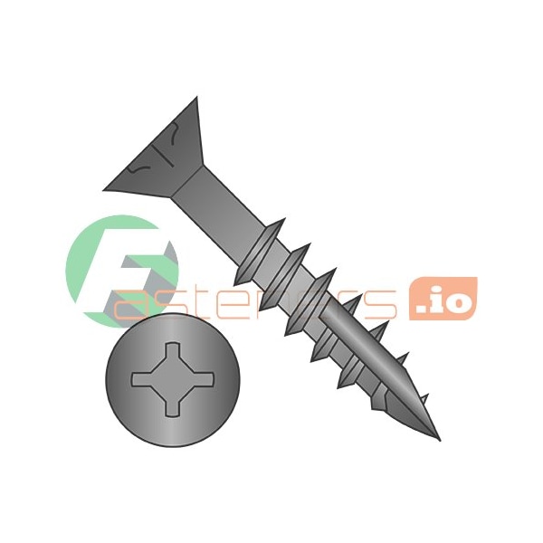 Newport Fasteners Wood Screw, #9, 2-1/2 in, Black Oxide Steel Flat Head Phillips Drive, 1500 PK 996040 - main